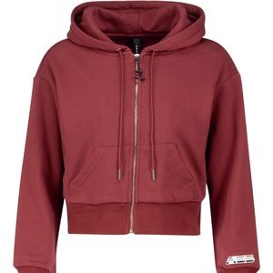NWT Adam Selman Sport Shrunken Hoodie Burgundy Size Small